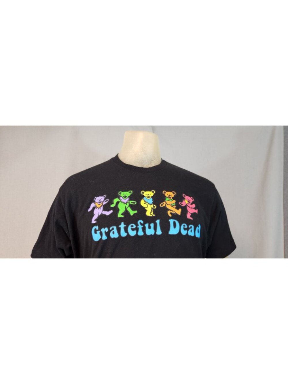 Grateful Dead Black Graphic Print 2022 LARGE Crew Nk Short Slv T Shirt Top USED - Picture 2 of 6
